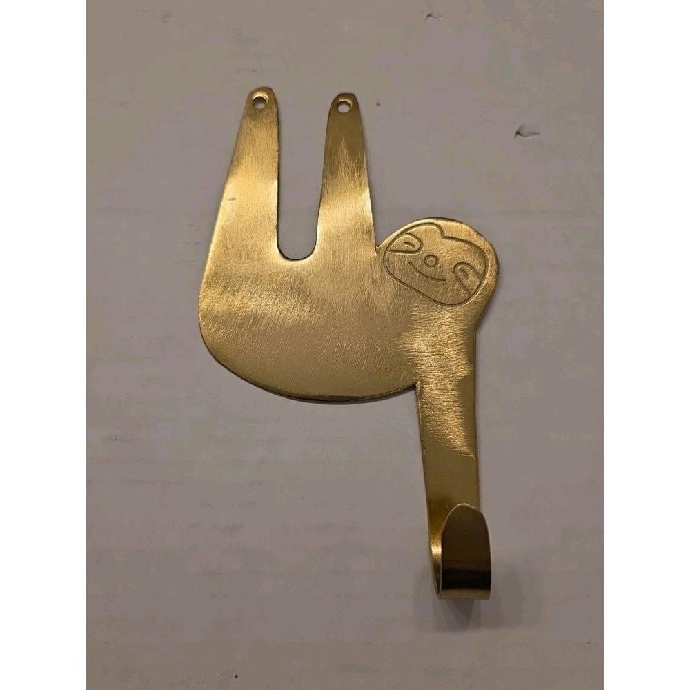 Sloth Wall Hook - Decorative Boho Animal Coat Hanger - Gold Finish